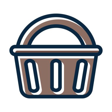 Basket Vektörü Kalın Çizgisi Kişisel ve Ticari Kullanım İçin Koyu Renk Simgeleri Dolduruldu