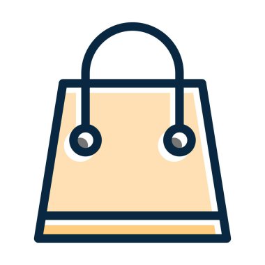 Kişisel ve Ticari Kullanım İçin Koyu Renk Simgeleri Doldurulmuş Market Torbası Kalın Çizgisi