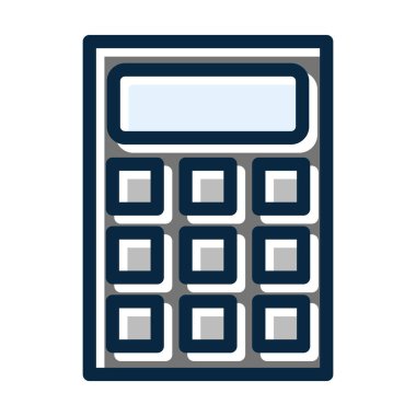 Kişisel ve Ticari Kullanım İçin Koyu Renk Simgelerini Doldurulmuş Hesaplayıcı Vektör Kalın Çizgisi