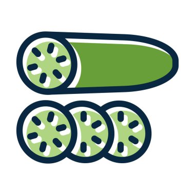 Salatalık Vektörü Kalın Çizgisi Kişisel ve Ticari Kullanım İçin Koyu Renk Simgeleri Dolduruldu