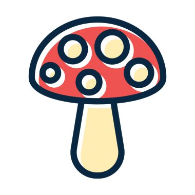 Kişisel ve Ticari Kullanım İçin Koyu Renk Simgeleri Doldurulmuş Mantar Vektörü Kalın Çizgisi