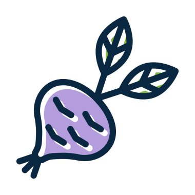 Kohlrabi Vektör Kalın Çizgisi Kişisel ve Ticari Kullanım İçin Koyu Renk Simgeleri Dolduruldu
