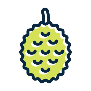 Jackfruit Vektör Kalın Çizgisi Kişisel ve Ticari Kullanım İçin Koyu Renk Simgeleri Dolduruldu