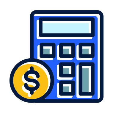 Bütçe Vektörü Kalın Çizgisi Kişisel ve Ticari Kullanım İçin Koyu Renk Simgeleri Dolduruldu