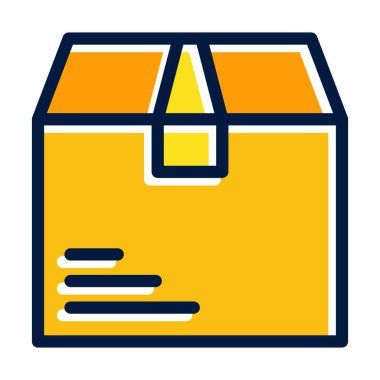 Karton Kutu Vektör Kalın Çizgisi Kişisel ve Ticari Kullanım İçin Koyu Renk Simgeleri Dolduruldu