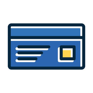 Kişisel ve Ticari Kullanım İçin Koyu Renk Simgelerini Doldurulmuş Kredi Kartı Vektör Çizgisi