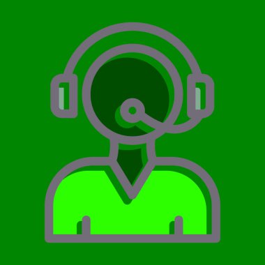 Kişisel ve ticari kullanım için Koyu Renk Simgeleri Doldurulmuş Çağrı Merkezi Vektör Kalın Çizgisi