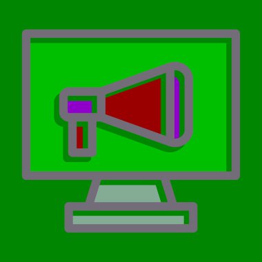 Kişisel ve Ticari Kullanım İçin Koyu Renk Simgeleri Doldurulmuş Pazarlama Vektörü Kalın Çizgisi