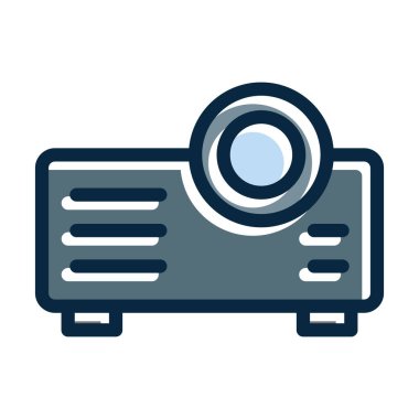 Projektör Vektör Kalın Çizgisi Kişisel ve Ticari Kullanım İçin Koyu Renk Simgeleri Dolduruldu