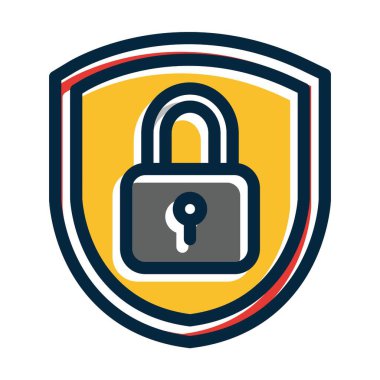 Kişisel ve Ticari Kullanım İçin Koyu Renk Simgelerini Doldurulmuş Veri Koruma Vektörü Kalın Çizgisi