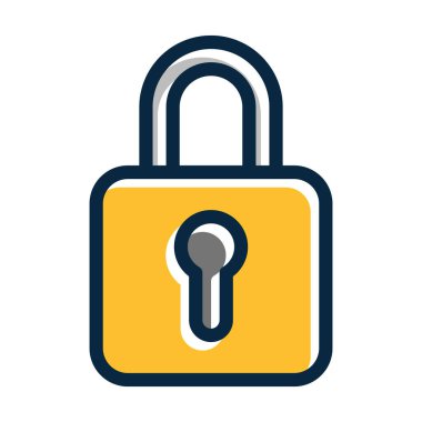 Kişisel ve ticari kullanım için Koyu Renk Simgelerini Doldurulmuş Asma Kilit Vektör Kalın Çizgisi