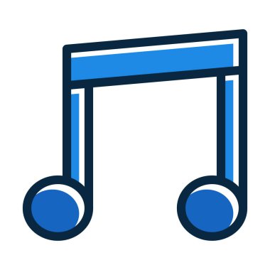 Kişisel ve Ticari Kullanım İçin Koyu Renk Simgeleri Doldurulmuş Müzik Notu Kalın Çizgisi