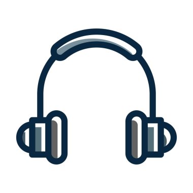 Kişisel ve ticari kullanım için Koyu Renk Simgeleri Doldurulmuş Kulaklık Kalın Çizgisi