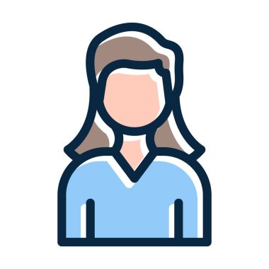 Koyu Renk Simgeleri Kişisel ve Ticari Kullanım İçin Doldurulmuş Kadın Avatar Vektör Kalın Çizgisi