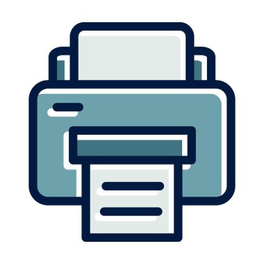 Kişisel ve Ticari Kullanım İçin Koyu Renk Simgeleri Doldurulmuş Yazıcı Vektör Kalın Çizgisi