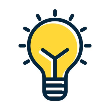 Ampul Vektörü Kalın Çizgisi Kişisel ve Ticari Kullanım İçin Koyu Renk Simgeleri Dolduruldu