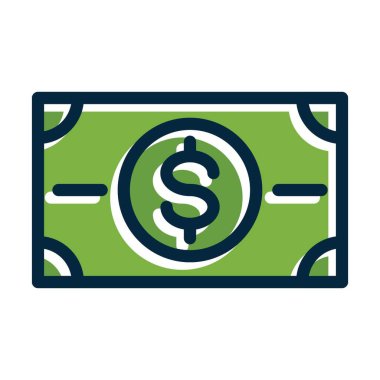 Kişisel ve Ticari Kullanım İçin Koyu Renk Simgeleri Doldurulmuş Kağıt Para Birimleri Vektör Kalın Çizgisi