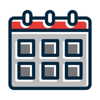 Kişisel ve ticari kullanım için Koyu Renk Simgeleri Doldurulmuş Takvim Vektörü Kalın Çizgisi