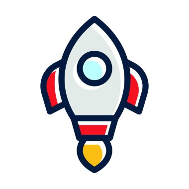 Roket Vektör Kalın Çizgisi Kişisel ve Ticari Kullanım İçin Koyu Renk Simgeleri Dolduruldu