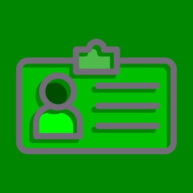 Kişisel ve Ticari Kullanım İçin Koyu Renk Simgelerini Doldurulmuş Kimlik Kartı Kalın Çizgisi