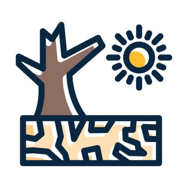 Koyu Renk Simgeleri Kişisel ve Ticari Kullanım İçin Kuraklık Vektör Kalın Çizgisi Dolduruldu