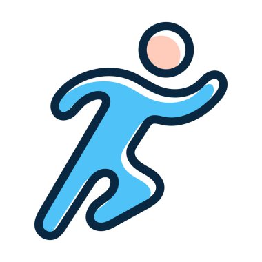 Kişisel ve Ticari Kullanım İçin Koyu Renk Simgeleri Doldurulmuş Koşucu Kalın Çizgisi