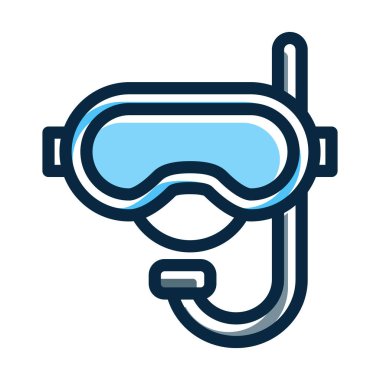 Şnorkel Vektör Kalın Çizgisi Kişisel ve Ticari Kullanım İçin Koyu Renk Simgeleri Dolduruldu