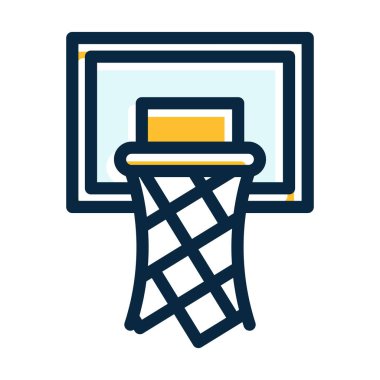 Basketbol Hoop Vector Kalın Çizgisi Kişisel ve Ticari Kullanım İçin Koyu Renk Simgeleri Dolduruldu