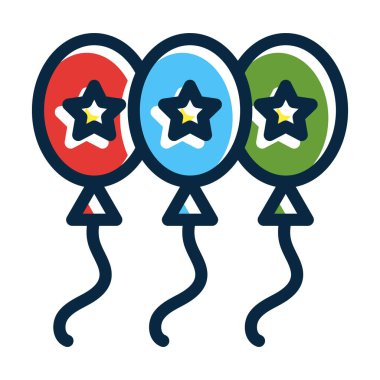 Kişisel ve Ticari Kullanım İçin Koyu Renk Simgeleri Doldurulmuş Balon Vektör Kalın Çizgisi