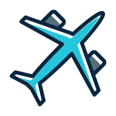 Oyuncak Uçak Vektör Kalın Çizgisi Kişisel ve Ticari Kullanım İçin Koyu Renk Simgeleri Dolduruldu