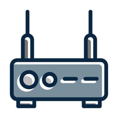 Kişisel ve Ticari Kullanım İçin Koyu Renk Simgelerini Doldurulmuş Modem Vektör Kalın Çizgisi