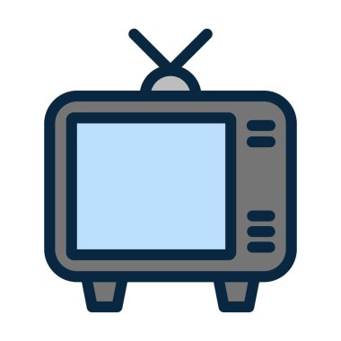 Kişisel ve Ticari Kullanım İçin Koyu Renk Simgelerini Doldurulmuş Tv Vector Kalın Çizgisi