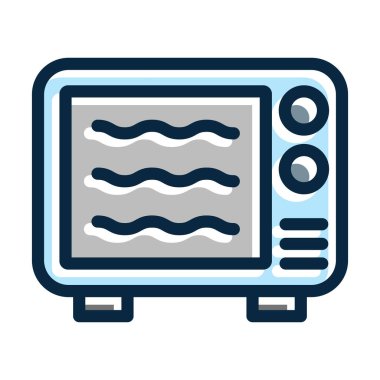 Kişisel ve Ticari Kullanım İçin Koyu Renk Simgelerini Doldurulmuş Mikrodalga Vektör Kalın Çizgisi