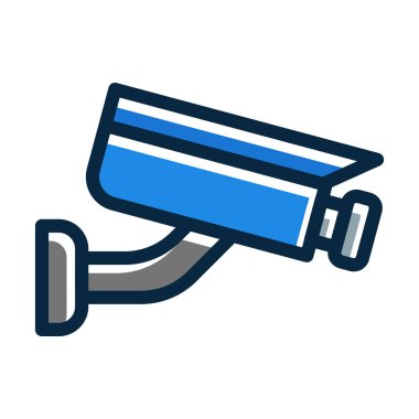 Kişisel ve ticari kullanım için Koyu Renk Simgelerini Doldurulmuş CcTV Vektör Kalın Çizgisi