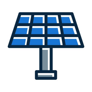 Güneş Paneli Kalın Çizgisi Kişisel ve Ticari Kullanım İçin Koyu Renk Simgeleri Dolduruldu