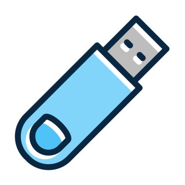 Kişisel ve Ticari Kullanım İçin Koyu Renk Simgelerini Doldurulmuş Usb Kablo Kalın Çizgisi