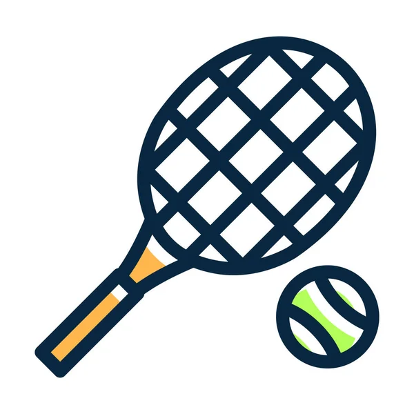 個人的および商業使用のためのテニス ベクターの厚いラインによって満たされる暗い色のアイコン — ストックベクタ