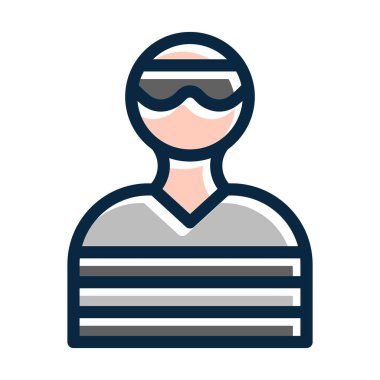 Hırsız Vektör Kalın Çizgisi Kişisel ve Ticari Kullanım İçin Koyu Renk Simgeleri Dolduruldu