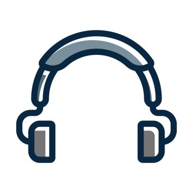 Kulaklık Kalın Çizgisi Kişisel ve Ticari Kullanım İçin Koyu Renk Simgeleri Dolduruldu