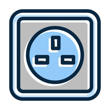 Wall Soket Vektör Kalın Çizgisi Kişisel ve Ticari Kullanım İçin Koyu Renk Simgeleri Dolduruldu