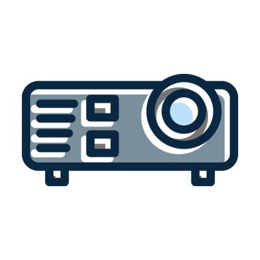 Projektör Vektör Kalın Çizgisi Kişisel ve Ticari Kullanım İçin Koyu Renk Simgeleri Dolduruldu