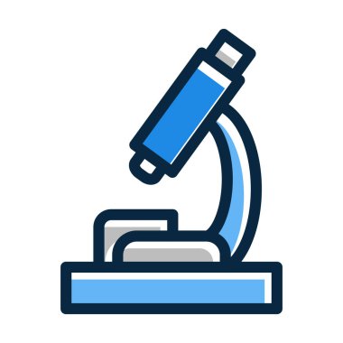 Kişisel ve Ticari Kullanım İçin Koyu Renk Simgeleri Doldurulmuş Mikroskop Vektör Kalın Çizgisi