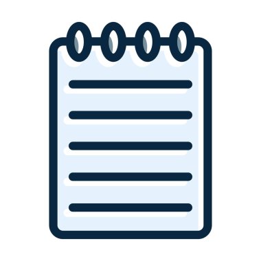 Kişisel ve Ticari Kullanım İçin Koyu Renk Simgeleri Doldurulmuş Not Defteri Vektörü Kalın Çizgisi