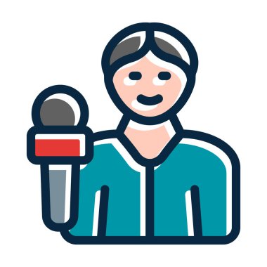 Gazeteci Vektör Kalın Çizgisi Koyu Renkler Simgeleri Kişisel ve Ticari Kullanım İçin Dolduruldu