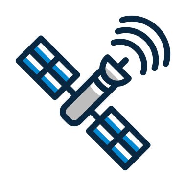 Kişisel ve Ticari Kullanım İçin Koyu Renk Simgelerini Doldurulmuş Uydu Vektörü Kalın Çizgisi