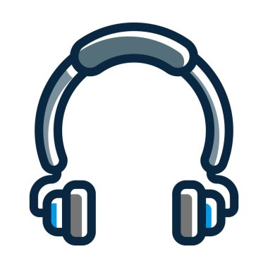 Kulaklık Kalın Çizgisi Kişisel ve Ticari Kullanım İçin Koyu Renk Simgeleri Dolduruldu