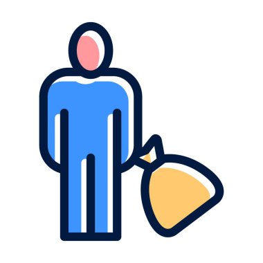 Mülteci Vektörü Kalın Çizgisi Kişisel ve Ticari Kullanım İçin Koyu Renk Simgeleri Dolduruldu