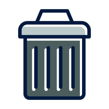 Çöp Vektörü Kalın Çizgisi Kişisel ve Ticari Kullanım için Koyu Renk Simgeleri Dolduruldu