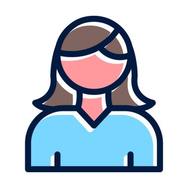 Kadın Vektör Kalın Çizgisi Kişisel ve Ticari Kullanım İçin Koyu Renk Simgeleri Dolduruldu