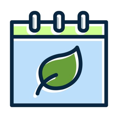 Kişisel ve Ticari Kullanım İçin Koyu Renk Simgeleri Doldurulmuş Eko takvim Kalın Çizgisi